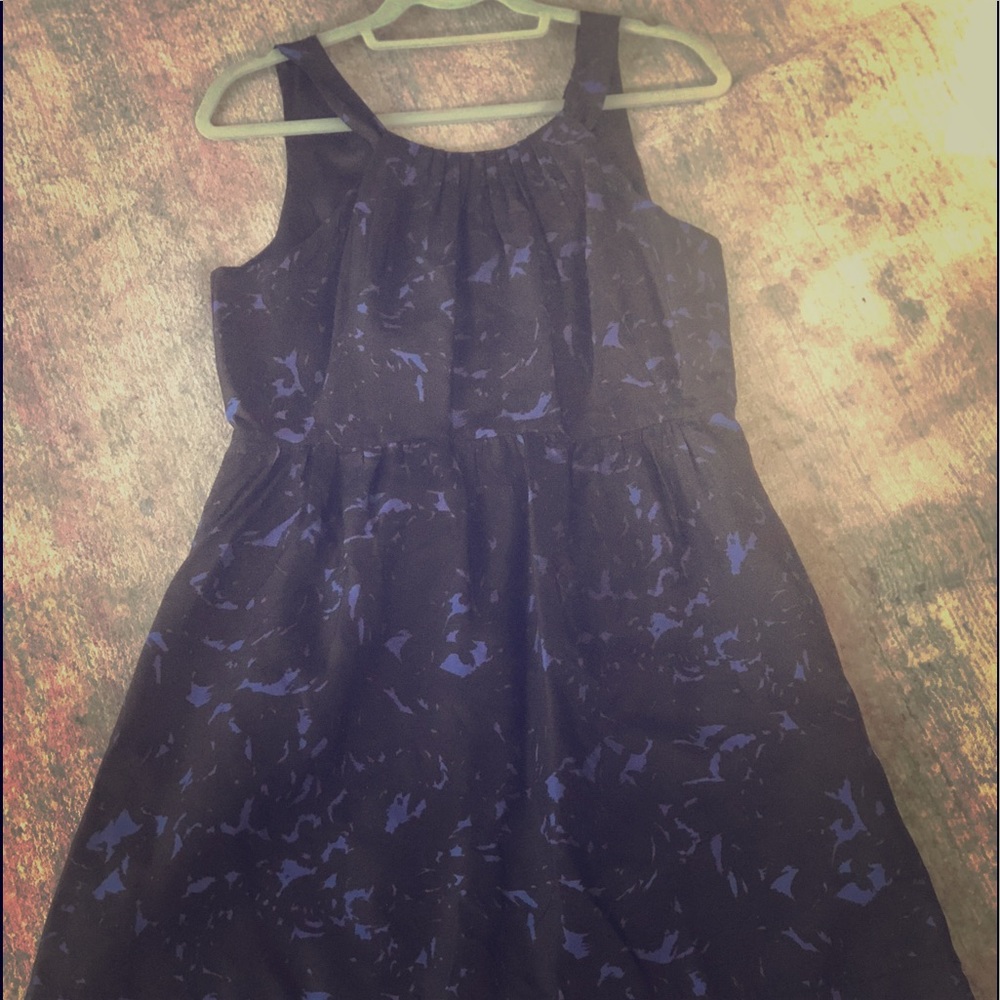 Jcrew blue and black silk Aline dress